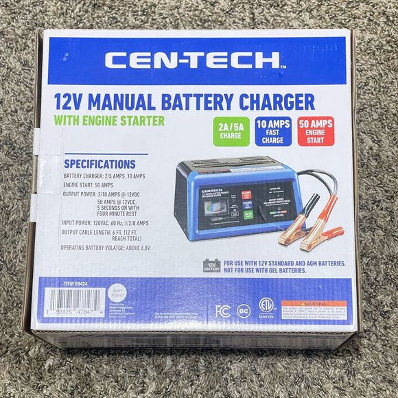 CEN-TECH Battery Charger, Engine Starter 50 Amp/10 Amp 12V For Cars, Trucks, etc - Picture 10 of 10
